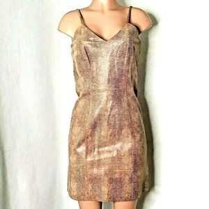 Siena Studio Tan Leather Dress Dusty Rose Brown Snake Alligator Print